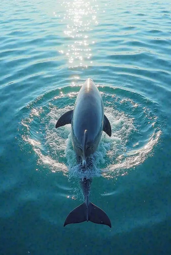 Generate a video of a dolphin making rings in the ocean 