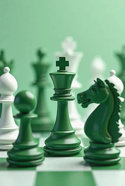 Andalusian flag in 3d green white and green and white chess pieces