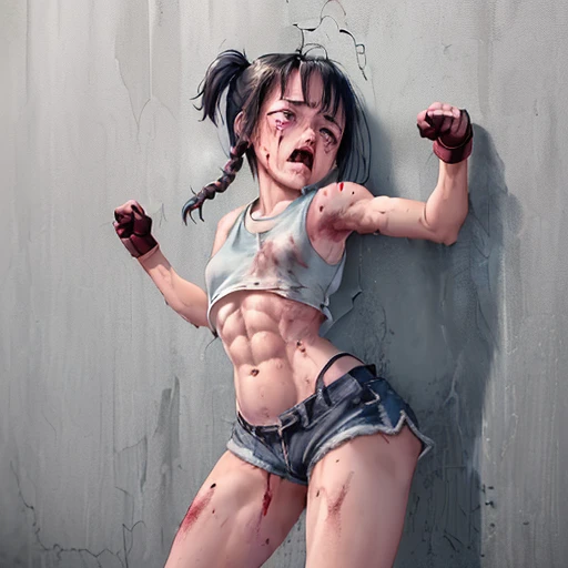 (((A man is punching into a girl fighter's belly))). (((One of a girl fighter's breasts and nipples are exposed))). (((A girl fighter is being lynched by a man))). (((((A man is standing in front of a girl fighter))))), (((she is in big trouble))). (((She ...