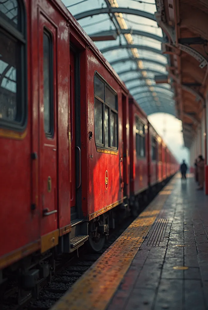 ((RAW Photo), absurd, (absurdresolution)), masterpiece, best quality, (Extremely detailed 8k unity CG wallpaper), (best illustration), (best shadow), Realistic lighting, beautiful detailed  car have colour red, in over take the train (((Photographic Perspe...