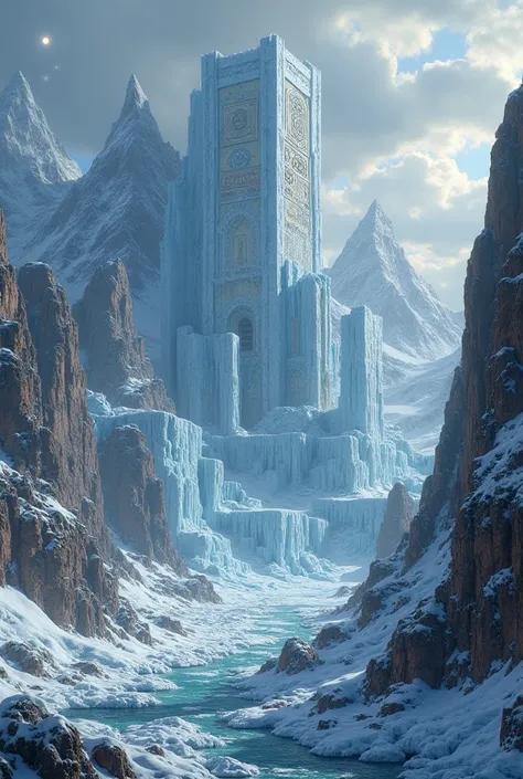 "A breathtaking depiction of a lost civilization buried beneath the ice of Antarctica, hinting at the possibility that Atlantis was relocated due to a sudden shift in Earth’s crust. The image showcases towering, ice-covered ruins emerging from the thawing ...