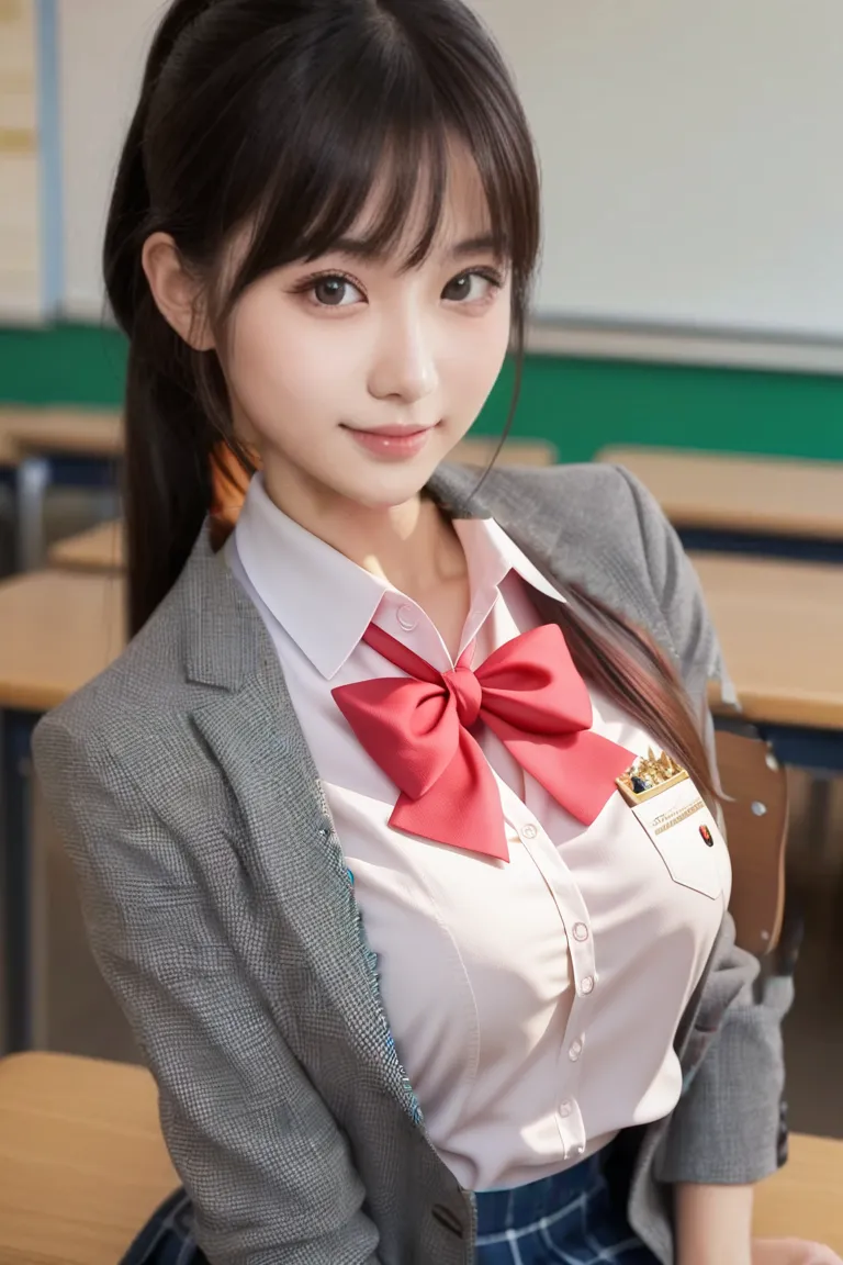 school uniform , (collared shirt , white shirt) , (Best Quality , Ultra-detailed , masterpiece:1.2) , (8k , Photo realistic:1.25) , extremely detailed body , detailed skin texture , extreme high detail , dramatic lighting , stunning , beautiful ,
