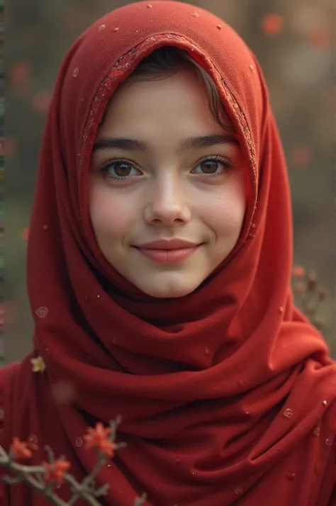 Girl with hijab with Chinese look smile