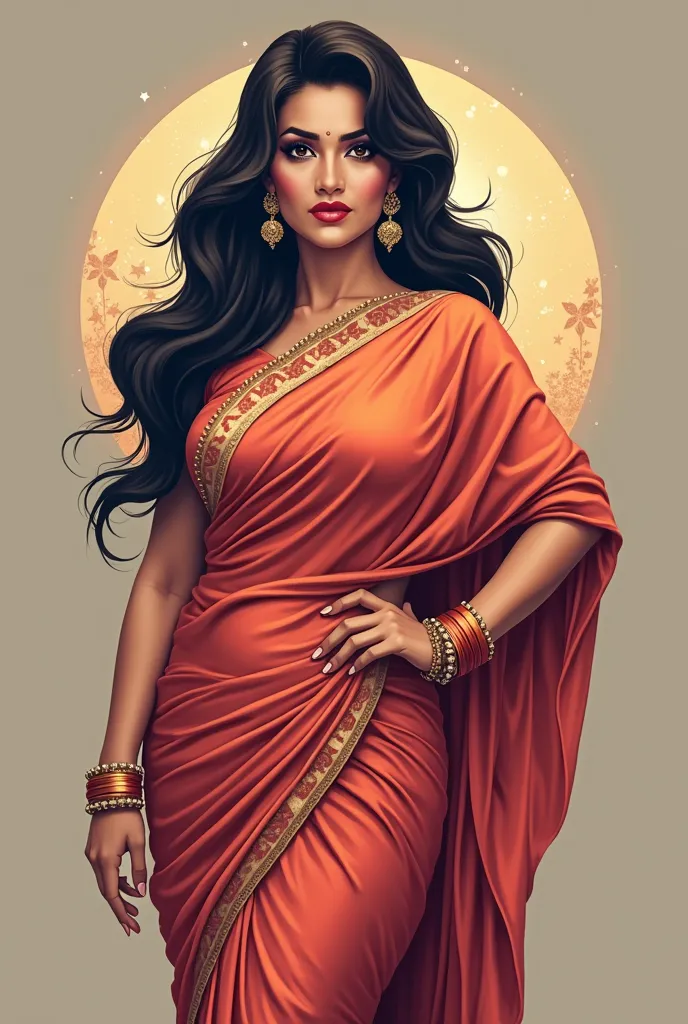 Generate a logo for "LOOT MONEY EARNING GIRL" also add a curvy women in saree with text