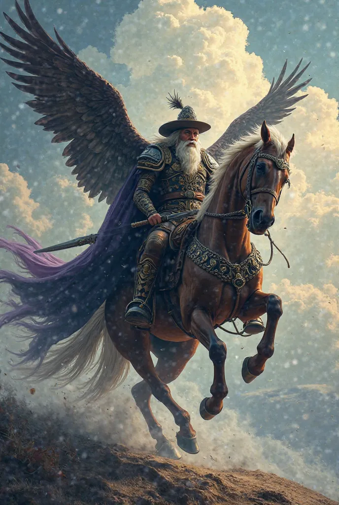 Make the card of Odin flying on his horse with a beautiful, big and powerful lilac American eagle flying by your side. 

Odin is one of the most powerful and complex deities in Norse mythology. Known as the "Father of all " (Allfather), he is the god of wi...