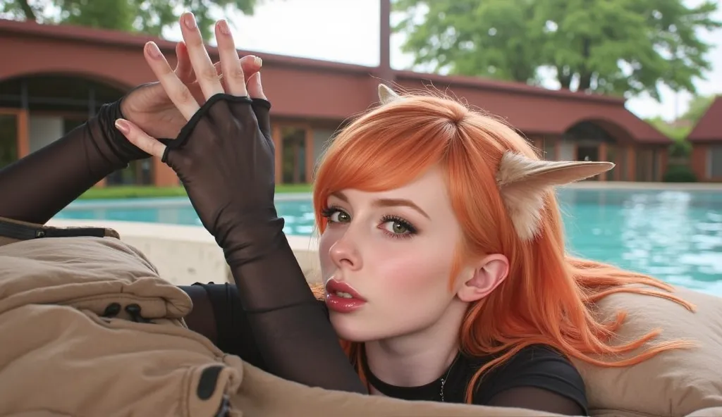 Jenna lynn meowri, orange hair, long hair 