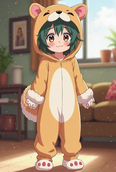 Generate the image of Inko Midoriya wearing a sexy little dog costume in the style of the anime My Hero Academia 