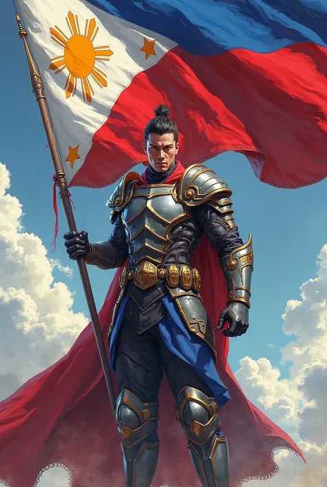 sung jing woo from solo leveling holding he philippine flag