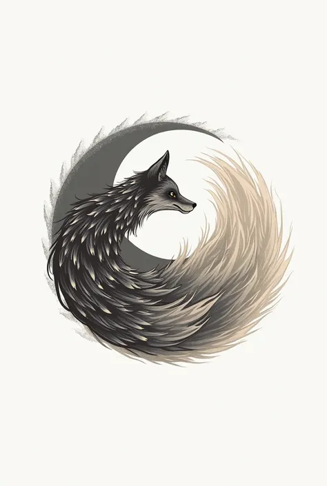 yin yang circular logo with nine-tailed fox for card making