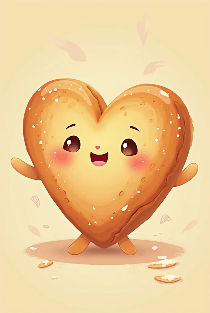 A cartoon heart shaped loaf of bread