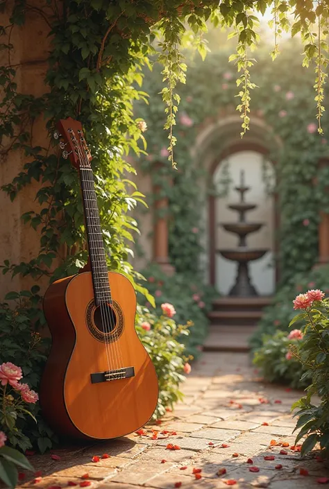 A guitar in the ald style garden