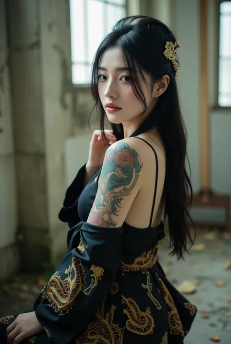 #Midjourney #Niji #Profile #Photo #실사
.
정말 귀한 Niji 실사 Profile Code입니다.
.
p : ultra-realistic photo, Korean Woman Long black hair wearing a black Superior  kimono with a golden dragon pattern, aesthetic flower full tattoos berwarna warni on her back, neck a...