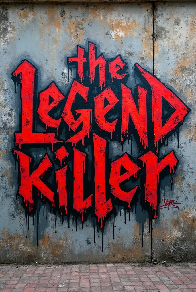 The letters The Legend Killer in red and black graffiti letters