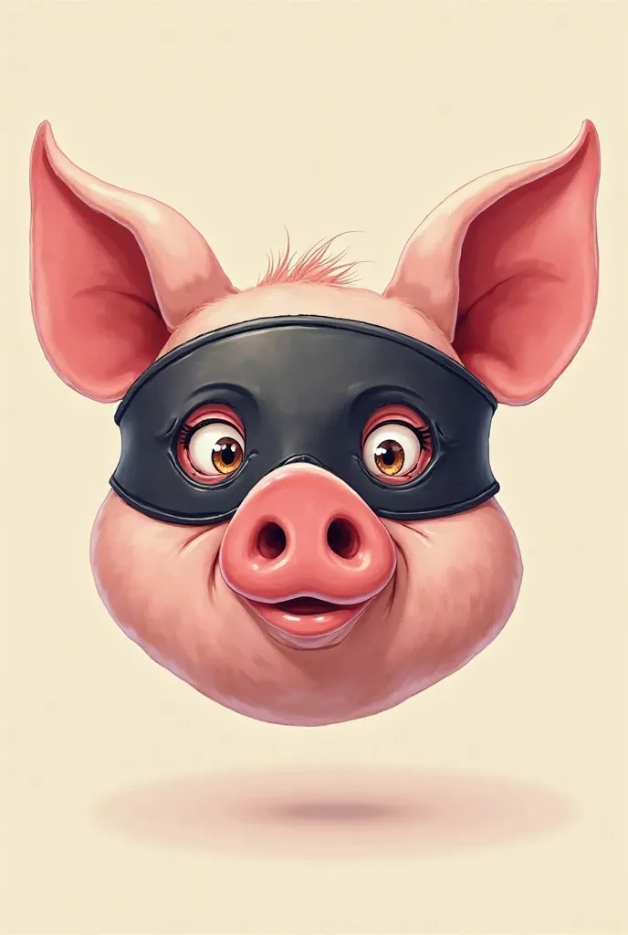 Face of a masked pig cartoon 
