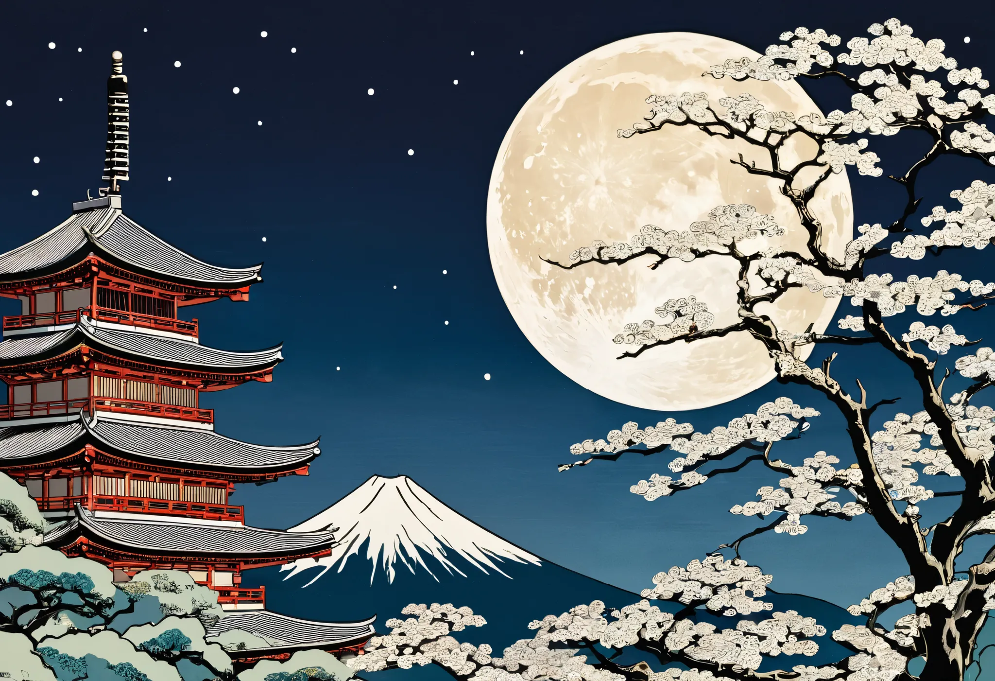  Ukiyo-e　moon　beautiful