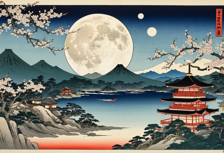  Ukiyo-e　moon　beautiful