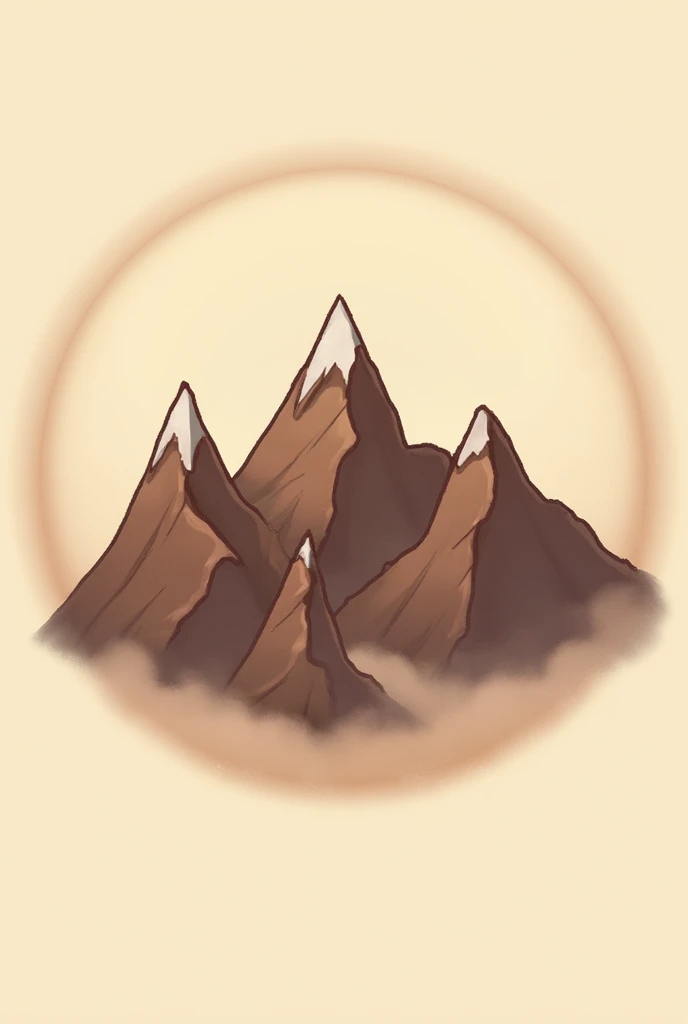 draw on center a dark brown earth element in center, the element is represented by three mountains in a row with slightly rounded peaks, with 20px margin, without background and circle border