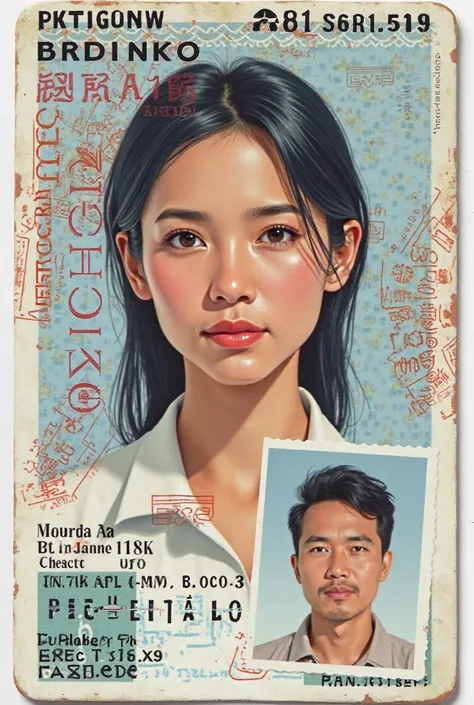 Phillippines plastic ID card inside page with photo, realistic
