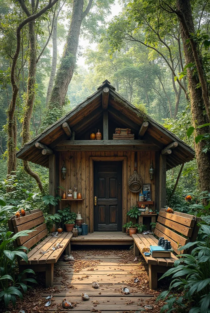 other observation shed for birdwatching in the high Amazon rainforest