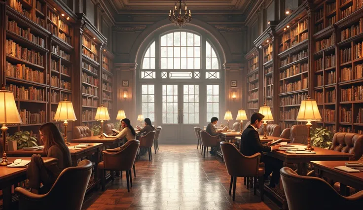 : A cozy university library 