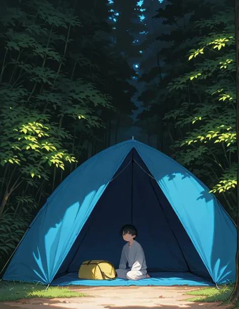 score_9, score_8_up, score_7_up, high res image, masterpiece, best quality,
"Closed tent, soft light inside casting shadows of a man and a woman on the fabric.", blue tent, ((no visible openings)), ((closed tent)),