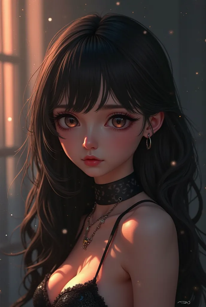 ((Photo RAW), Absurd, (résolution Absurd)), masterpiece, best quality, (Extremely detailed CG Unity Wallpaper in 8k), (meilleure illustration), (Best Shadow),  masterpiece , beautiful detailed brilliance, ((21 ans)), fille, cheveux longs noirs, black queen...