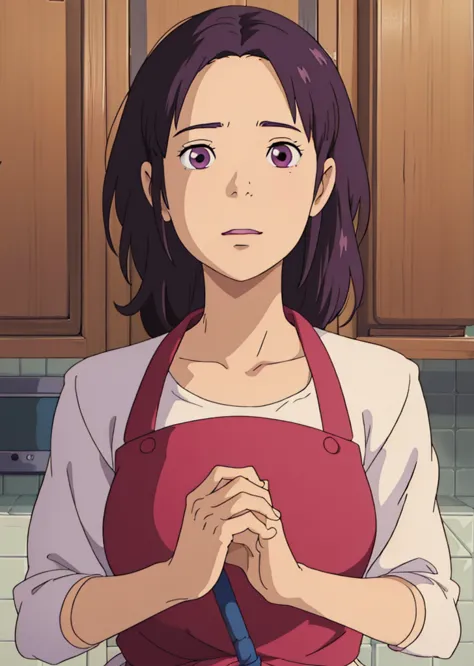 a close up of a person in an apron in a kitchen, hinata hyuga, today's featured anime still, tanjiro kamado, maya fey from ace attorney, anime visual of a young woman, in the anime film, anime visual of a cute girl, still from tv anime, ( ( ( yoshinari yoh...