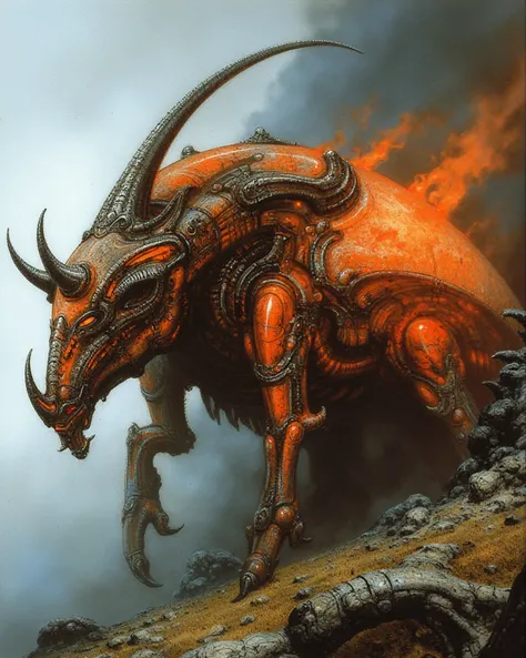 Linoceros Beetle、In combination with the slight color of fire and the Mecha