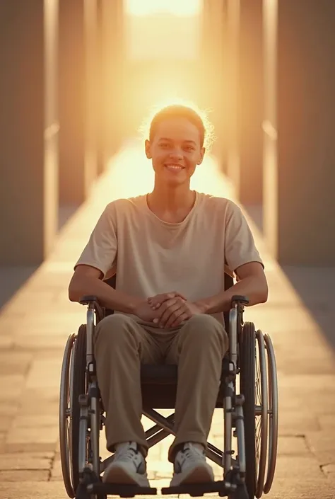 A  in a wheel chair with hope light