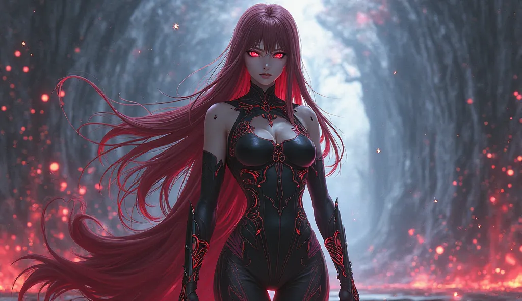 Scathach, Scathach Fate Grand Order, destination,  Fate Grand Order, long hair, red eyes,  tight suit