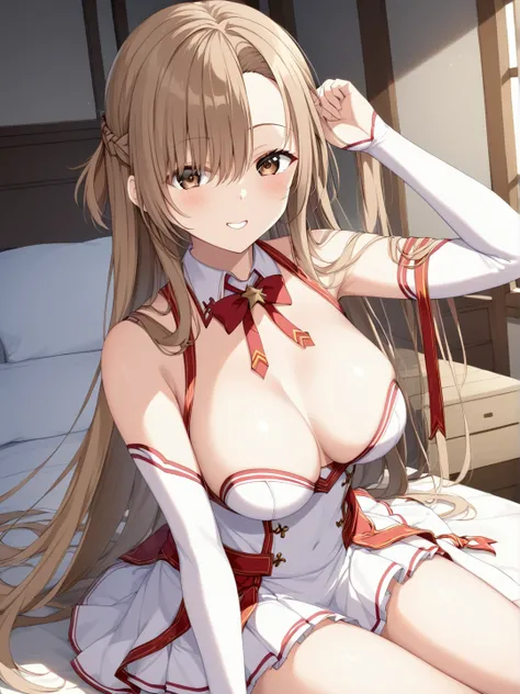 Highest quality、masterpiece、1 girl、Asuna \(Star\)、bangs、 braids、brown eyes、brown hair、 long hair、Medium breast、