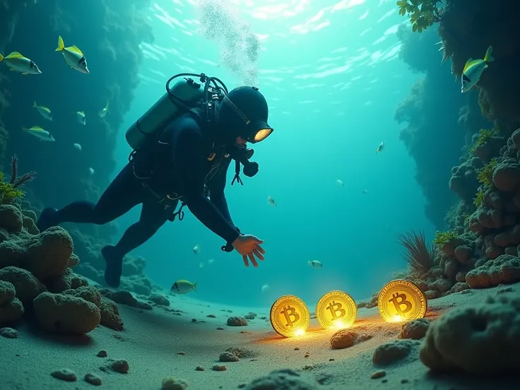 A diver finds 3 gold coins at the bottom of the sea