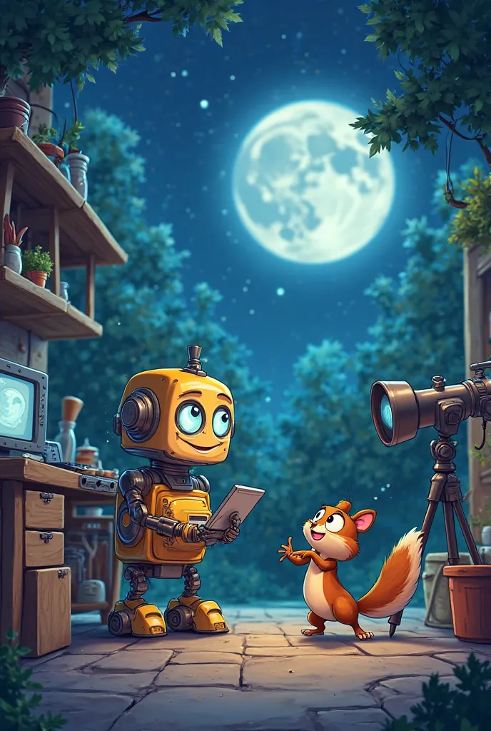 Sure! Here's a script for a short, fun cartoon animation for a ren's channel. The episode features two characters, a curious little robot named Zappy and an adventurous squirrel named Tippy. The theme of the episode is "Learning about the Moon!"


---

Tit...