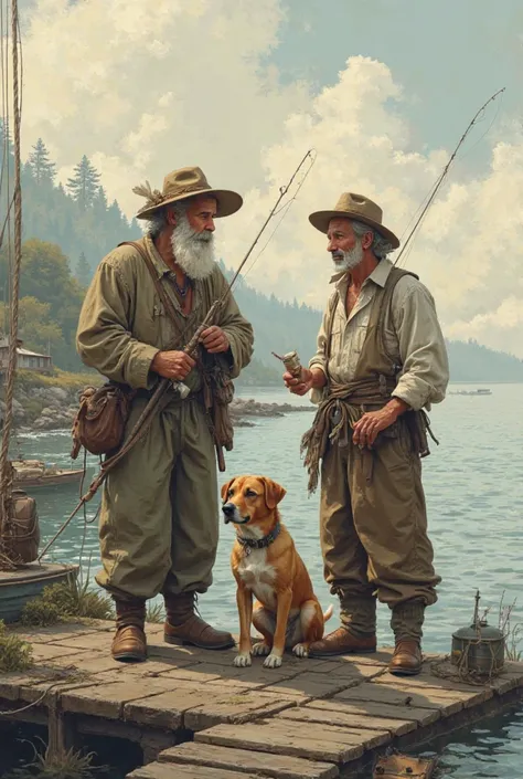 Old-fashioned images containing the four characters for Master Fisherman