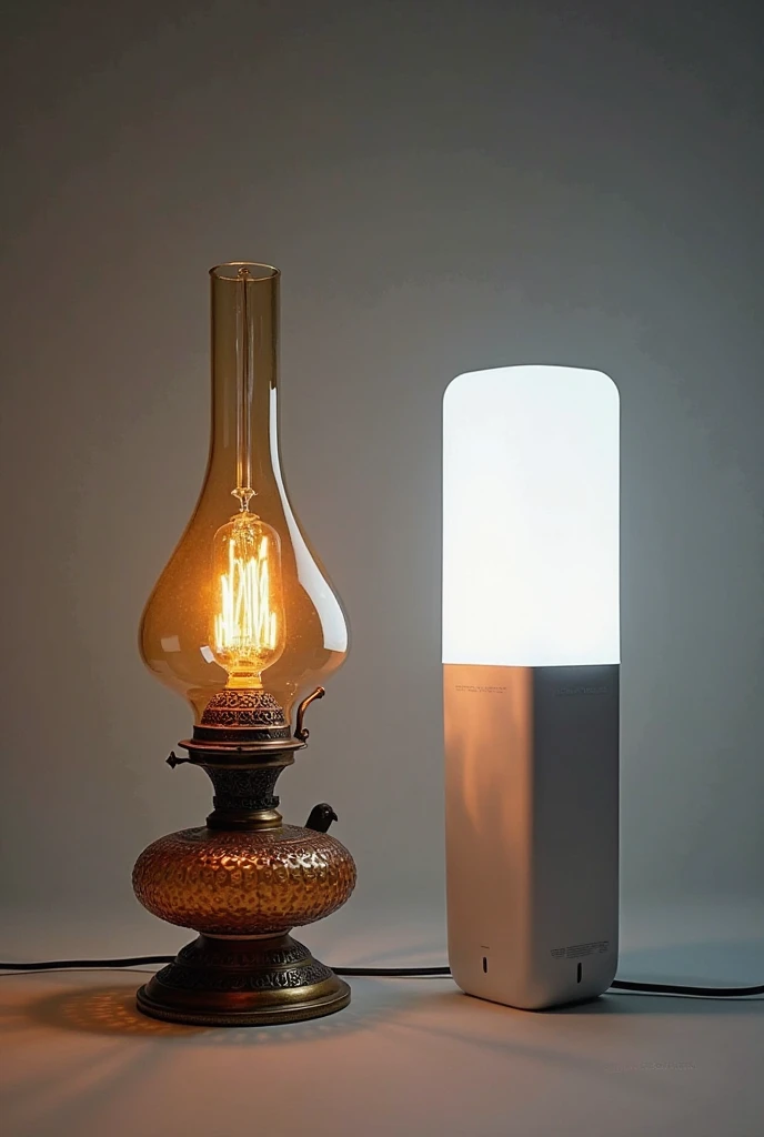 Create a picture of an old and new lamp and pick an old and new