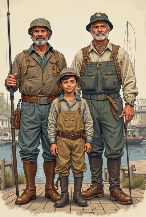 Old-fashioned images containing the four characters for Master Fisherman，No need to spawn humans and animals