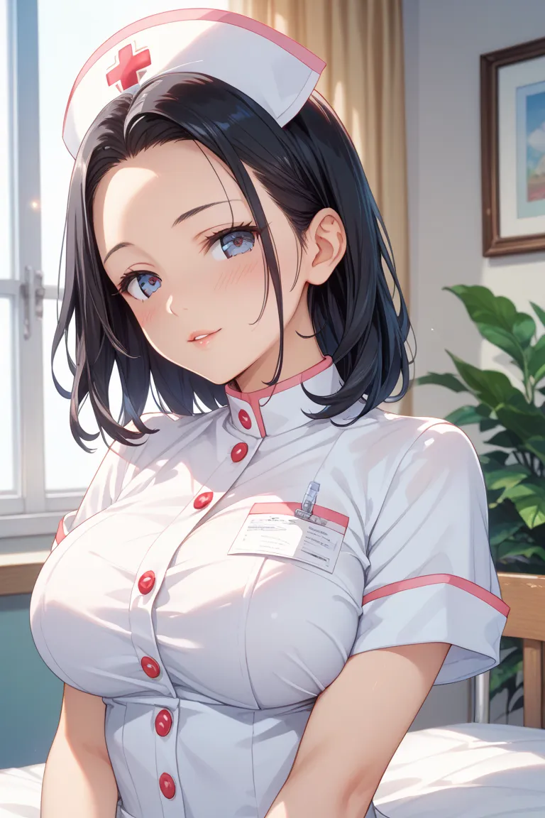 1 adult woman, black hair, medium hair,forehead, sexy,Big Breasts,adult,Highest quality,anatomically accurate,  beautiful face, perfect face,非常に詳細な beautiful faceと目, charming face, detailed faces, Delicate Facial Features,  detailed skin,Tempting,blush,nur...