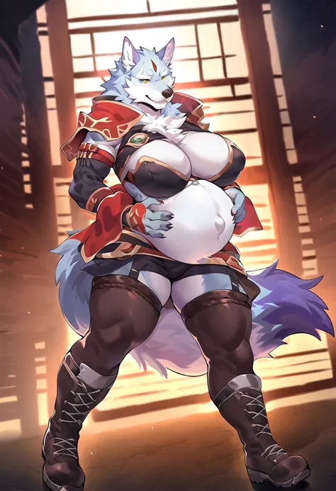 (top quality, best quality, by Estper, High-quality illustrations, masterpiece, perfect artwork, cinematic light and shading, 16k, 1080p, uploaded on e621)(kemono, furry, anthro, alone), 1 larger female, (very detailed body, face, tail, arms, hands, legs, ...