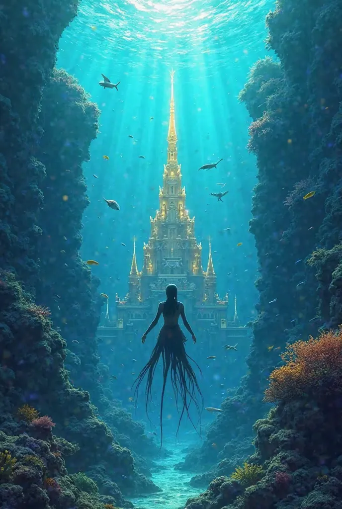 "I glide through the crystal-clear water, my webbed fingers brushing against coral towers that pulse with bioluminescent light. Schools of silverfish swirl around me as I swim toward the great temple, its golden spires shimmering beneath the eternal ocean....