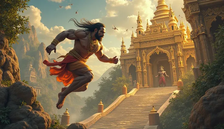 ay from Lanka towards Ram's camp, while Ravan, furious, stands in his golden palace. a very clear ultra hd dynamic image of ''