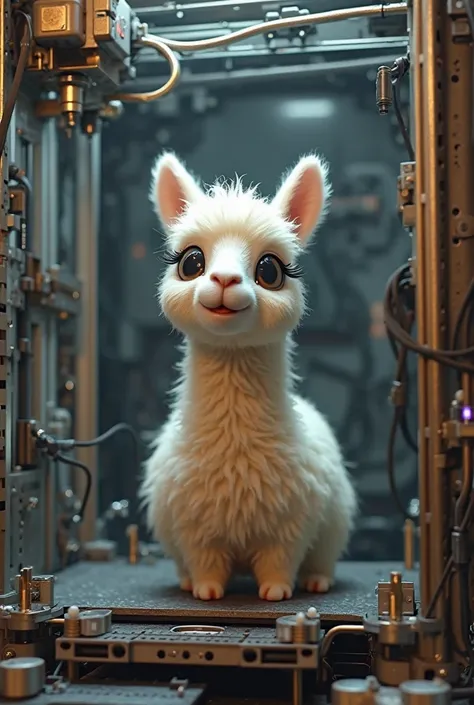 A small llama inside a 3D printer 