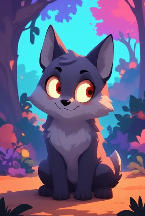 pixar 2d cartoon style wolf