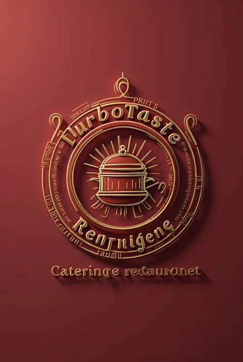 then the company brand: Turbotaste that operates in the restaurant business, with details in gold and red, with thin circles surrounded by the company name and written underneath " Catering e restaurante" Without any other details other than a pot