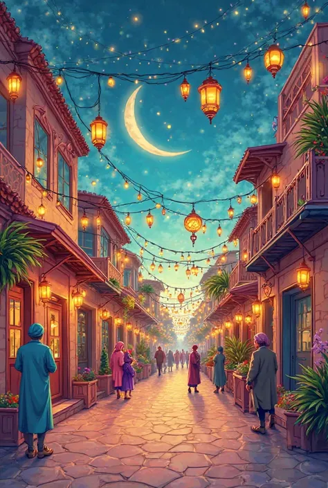 Ramadan Street Decorated Unmanned Drawing 