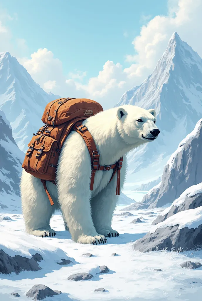 Backpacking polar bear 
For coloring 