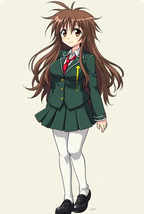 Kamiji from the manga Cyclops Shoujo Saipuu is a tall girl, six feet tall, she has extremely long spiky brown hair that reaches to her ankles with a long yellow lock on the inner right side that runs down her torso, brown eyes, a huge G cup size breast, sh...