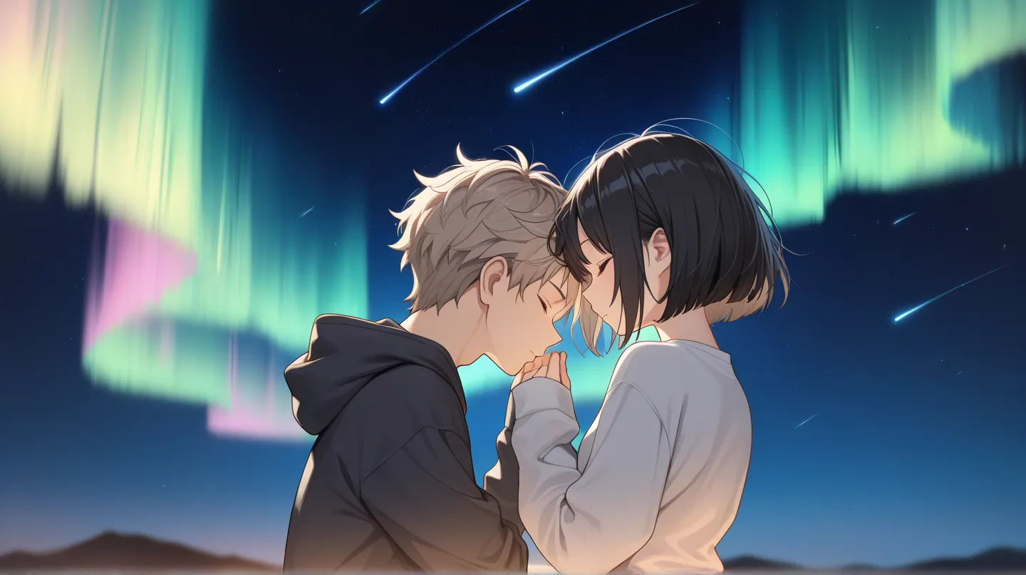 ((high resolution)), ((masterpiece)), ((best quality)), ((ultra detailed)), ((super fine illustration)), 8k, RAW , clear, professional lighting, beautiful face, best quality, , [18years old],, [hetero:1.3]1boy, 1girl,from behind,tearfull ,black hair,short ...