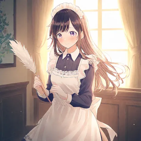 1girl, maid, tanpa background