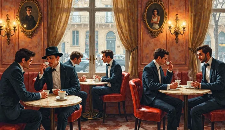 retro publicity coffee bistro paris painting 