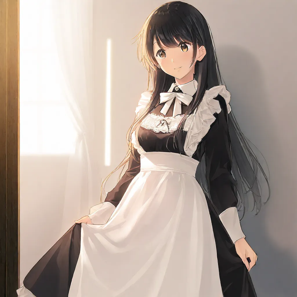 1girl, maid, tanpa background, Long Hair, 